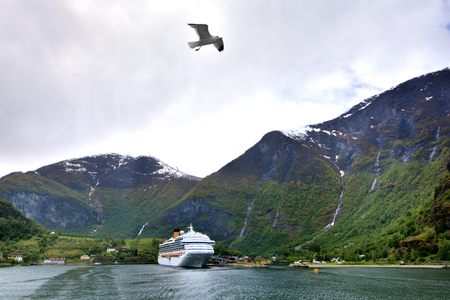View of the The flom, Norwegian-Travel live in a log cabin in Norway Flom village Photo taken on:. June 7 & 8, 2015のeditorial素材
