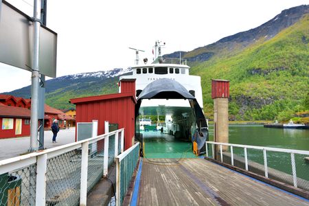 View of the The flom, Norwegian-Travel live in a log cabin in Norway Flom village Photo taken on:. June 7 & 8, 2015のeditorial素材