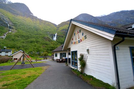 View of the The flom, Norwegian-Travel live in a log cabin in Norway Flom village Photo taken on:. June 7 & 8, 2015のeditorial素材