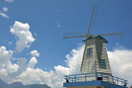Landscape windmill in Cingjing Farm, Taiwan.