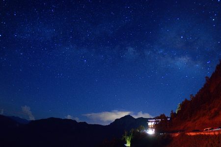 Milky Way on mountain, in the Taiwan.の写真素材
