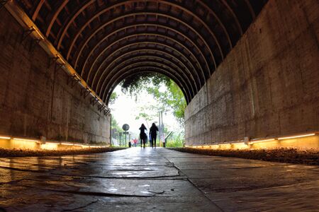Color tunnel trail in Miaoli, Taiwanの写真素材