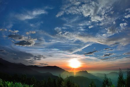 Mountain sunset in the Hsinchu, Taiwan.の写真素材