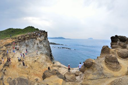 The Elephant nose weathering rocks ,Shen-ao fishing port on Taipei,Taiwan.Photo taken on:April...