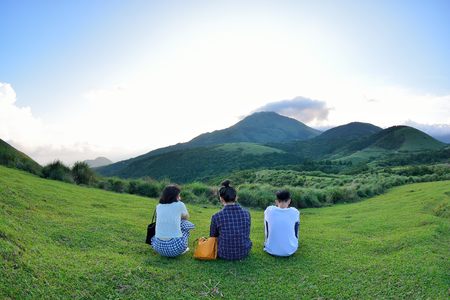 Qingtiangang Grassland in Taipei Yangmingshan, Taiwan.Photo taken on: JULY 1,2018,Shooting spot of Qingtiangang Grassland in Taipei Yangmingshan,Taiwan ROC People are tourists.のeditorial素材