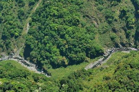 Green background, beautiful mountain view.の写真素材