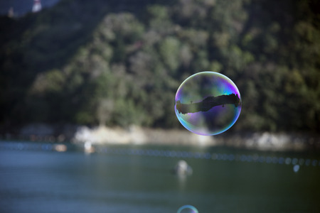 Bubbles on the reservoir in Taoyuan, Taiwan.