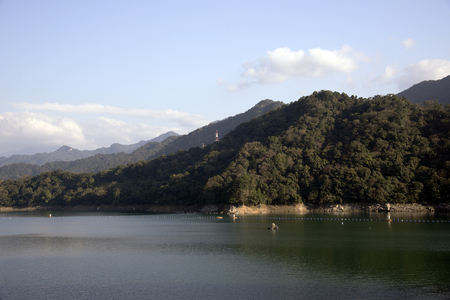 The beautiful scenery of Shimen Reservoir in Taoyuan, Taiwanの写真素材