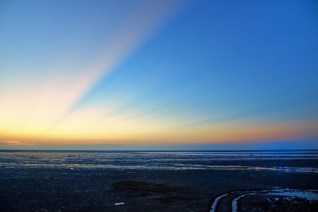 The sunset in Hsinchu, Taiwan, the seaside style.