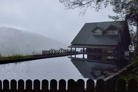 Xueshan Mountaineering Service Station (belonging to the National Park), Taiwan.のeditorial素材