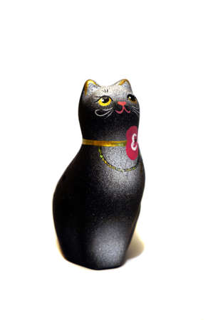  Black cat figurine from clay                              の写真素材