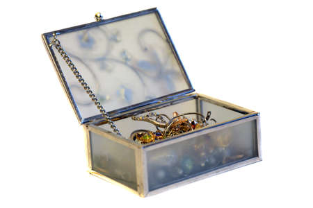 Box for jewelry isolated on whiteの写真素材