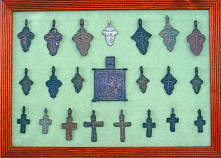 Collection of small old iron crucifixesの写真素材