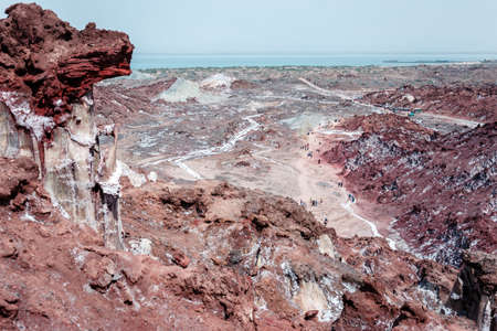 Volcanic island Hormuz in Iran, hormozgan province, amazing marsian landscape, another planetの写真素材