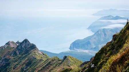 Zhdanko Range, Sakhalin Island, East Coast, Russia, amazing mountain landscape, wild natureの写真素材
