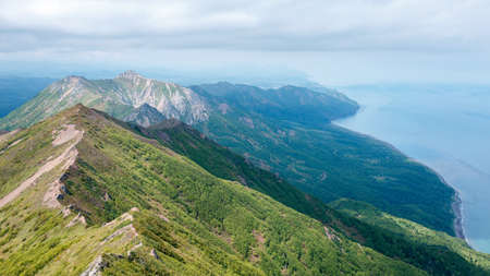 Zhdanko Range, Sakhalin Island, East Coast, Russia, amazing mountain landscape, wild natureの写真素材