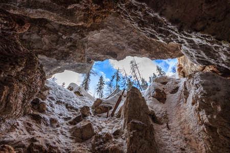 Underground ice cave near village Kulogory, Arkhangelsk region, Russia, Pinega riverの写真素材