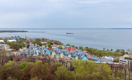 Tallinn bay landscape, houses and park, Estoniaの写真素材