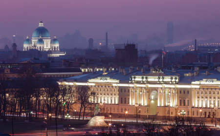 Senate and synod buildings in Saint-Petersburg, Russia, Trinity Cathedral, Bronze Horsemanのeditorial素材