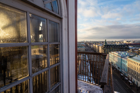 View from the top of the City Duma tower in Saint-Petersburg, Russia, Nevsky Prospectの写真素材