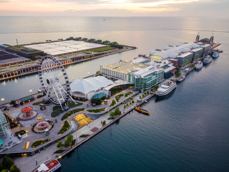 Aerial View of Chicago Skylineの写真素材