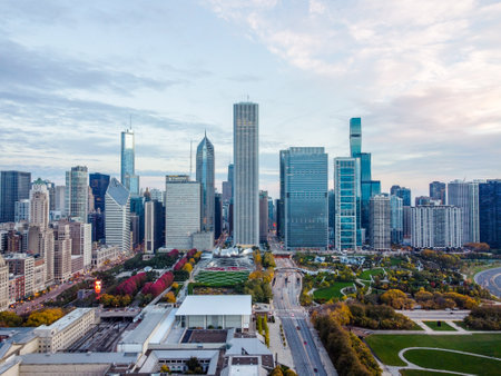 Aerial View of Chicago Skylineのeditorial素材