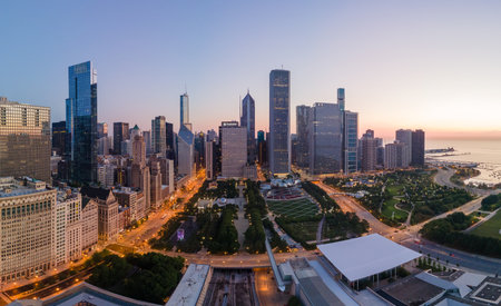 Aerial View of Chicago Skylineのeditorial素材