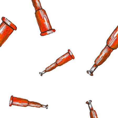 Seamless watercolor pattern on the theme of the sea, consisting of spyglasses . It can be used for printing on fabric or on paper, on a white background.の写真素材