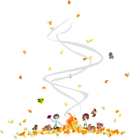 Let s eat delicious baked sweet potatoes with squirrels のイラスト素材