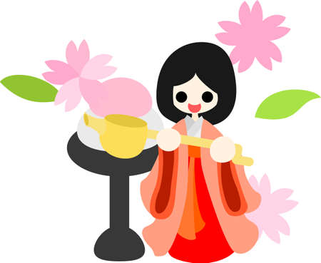 Japanese celebrate the Girls  Festival on March 3  It s the day to pray for healthy growth and happiness for young girls  This is the doll of court lady のイラスト素材