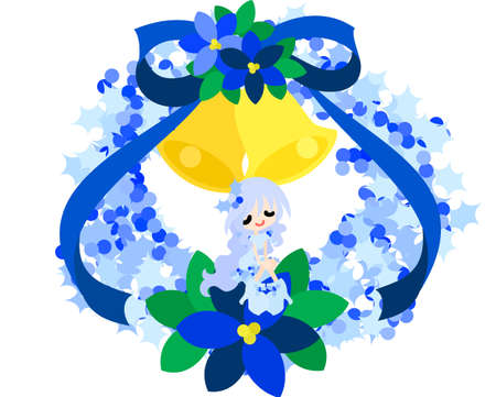 A pretty fairy of the green Christmas wreath のイラスト素材