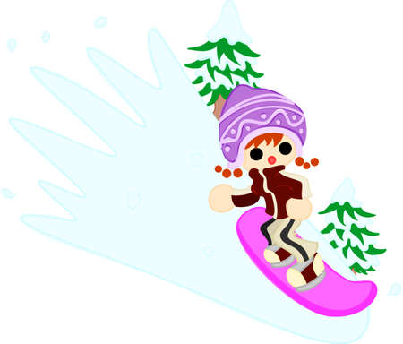 The girl who slips on the snowboard like a brick のイラスト素材