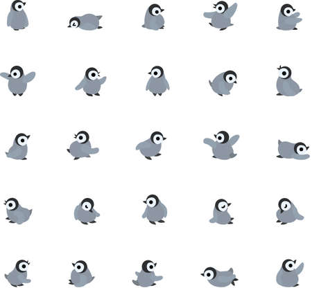 25 pose patterns of the baby of the penguin のイラスト素材