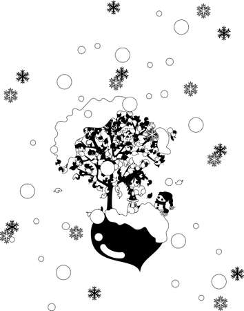 St. Valentine \\ \'s Day when it snows. A girl to wait impatiently for with a snowman.のイラスト素材