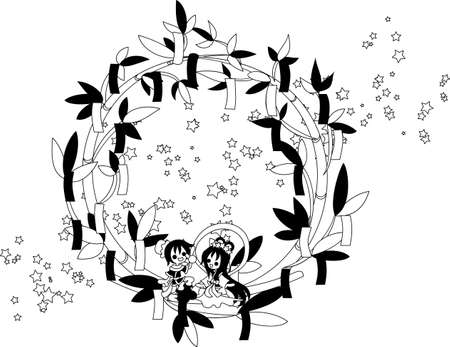 Two people who can meet only once a year. Let \ 's talk about the various things today while looking up at the stars.のイラスト素材