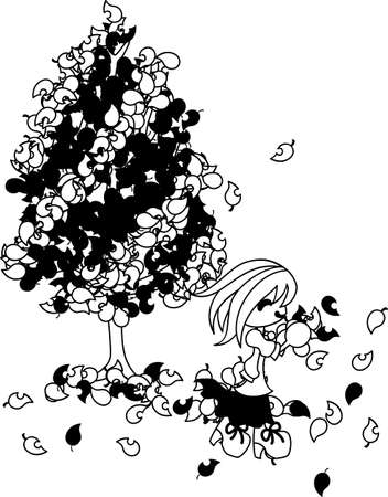 The mysterious tree of red leaf and yellow leaf.のイラスト素材