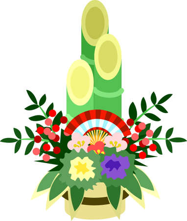It is the illustration of the New Year's pine and bamboo decorations which are usable in celebration of the New Year.のイラスト素材