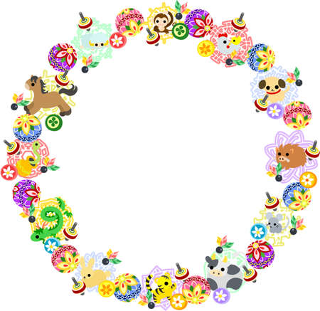 It is the illustration of the twelve horary signs which are usable in celebration of the New Year.のイラスト素材