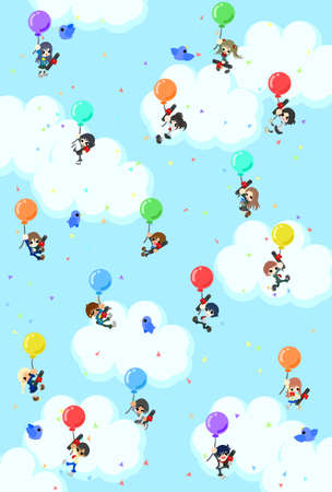 Postcard of students's graduation ceremonyのイラスト素材