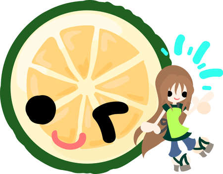 A smiling girl and limeのイラスト素材