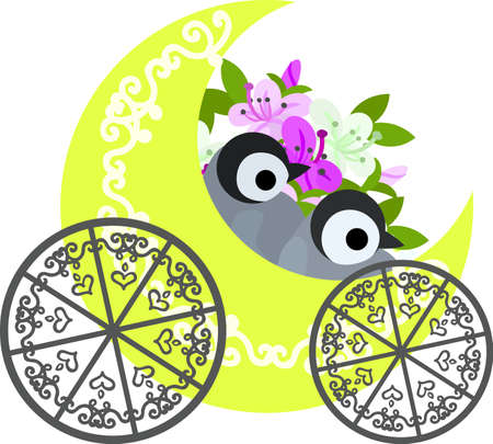 Pretty baby penguins and a cute carのイラスト素材