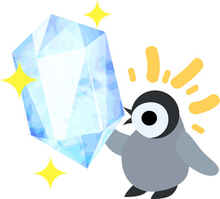 A pretty baby penguin and a big jewel of iceのイラスト素材