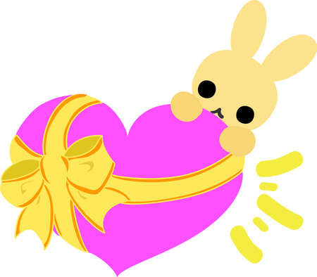 A pretty little rabbit and a big heartのイラスト素材