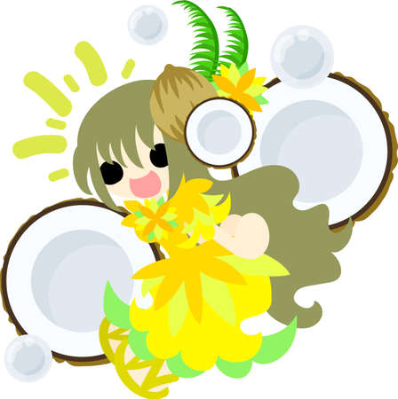The illustration of the girl in the coconut dressのイラスト素材