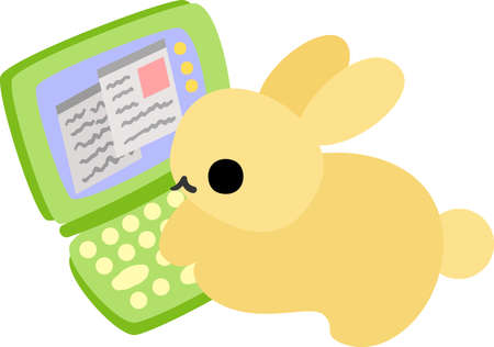 The pretty little rabbit which does the figure of the programmerのイラスト素材