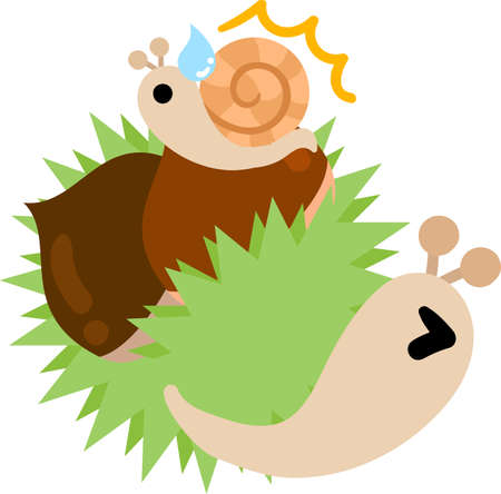 My original illustration of pretty snails and chestnutのイラスト素材