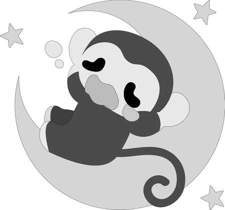 A somniferous pretty monkey on the moonのイラスト素材