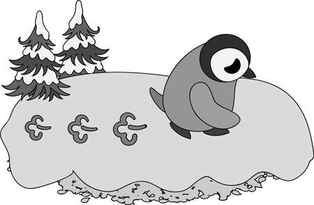 The pretty baby penguin which walks while being depressedのイラスト素材