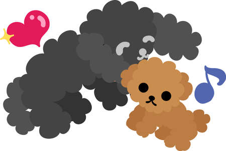 The cute dog and a pretty baby dogのイラスト素材