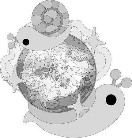 My original illustration of pretty snails and a jewelのイラスト素材